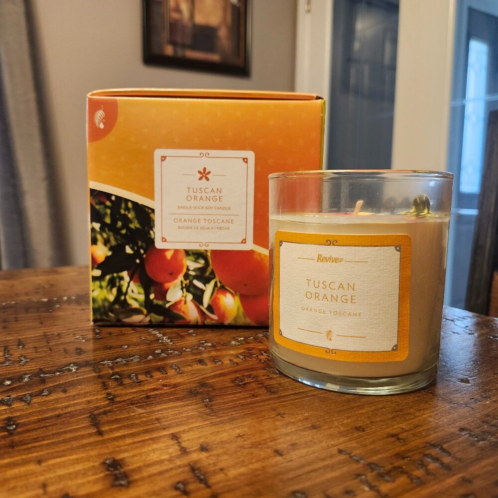 Melaleuca Revive Single Wick Soy Candle: Tuscan Orange / 8 ounce